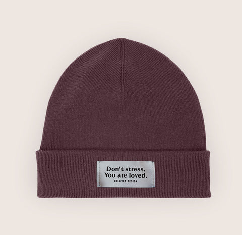 Rib Beanie "Don´t stress"