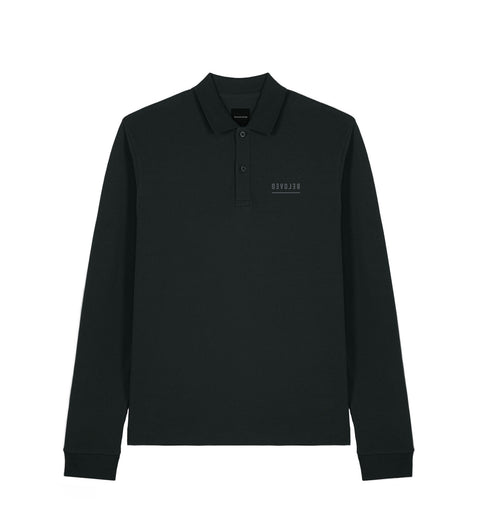 Herren Polo Longsleeve (schwarz / weiß)