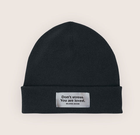 Rib Beanie "Don´t stress"