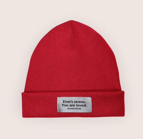 Rib Beanie "Don´t stress"